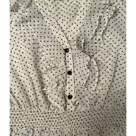 Torrid Retro Romantic Ruffle Chiffon Polka Dot Prairie Blouse Size 1X and 14 - Picture 5 of 6